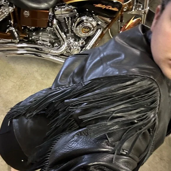 Fringe leather riding jacket